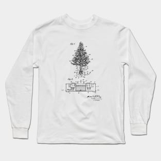 Artificial Christmas Tree Vintage Patent Hand Drawing Long Sleeve T-Shirt